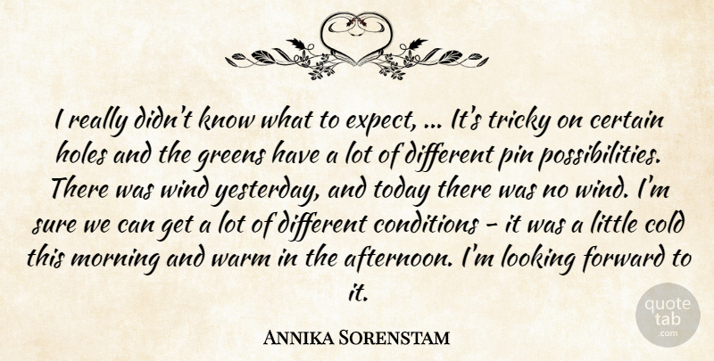 Annika Sorenstam Quote About Certain, Cold, Conditions, Forward, Greens: I Really Didnt Know What...