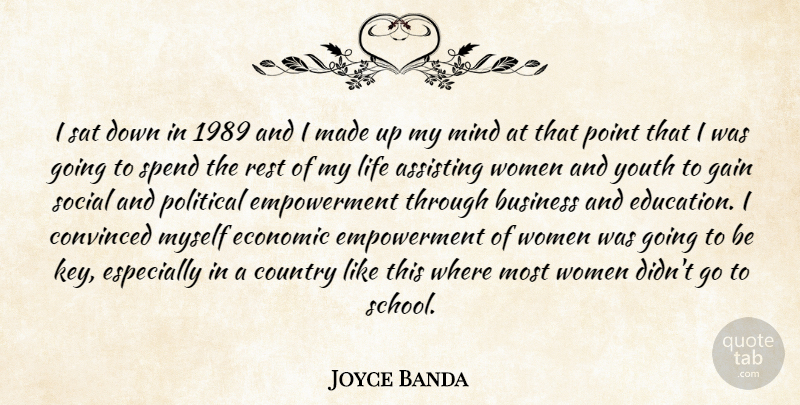 Joyce Banda Quote About Country, School, Keys: I Sat Down In 1989...
