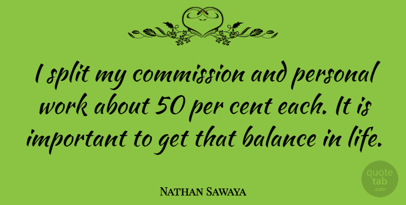 Nathan Sawaya Quote About Cent, Commission, Life, Personal, Split: I Split My Commission And...