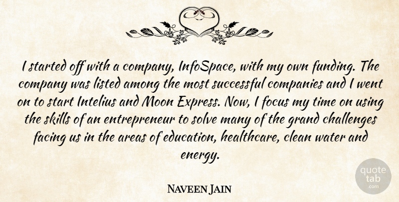 Naveen Jain Quote About Successful, Moon, Skills: I Started Off With A...