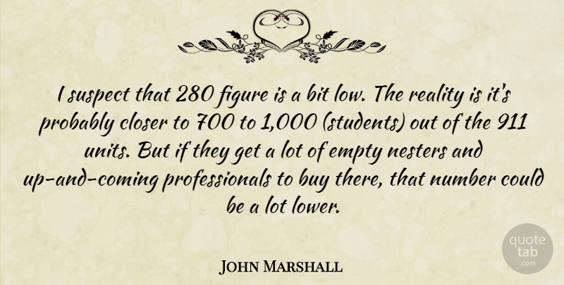 John Marshall Quote About Reality, Numbers, Students: I Suspect That 280 Figure...