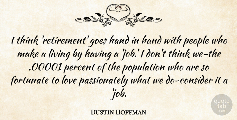 Dustin Hoffman Quote About Retirement, Jobs, Thinking: I Think Retirement Goes Hand...