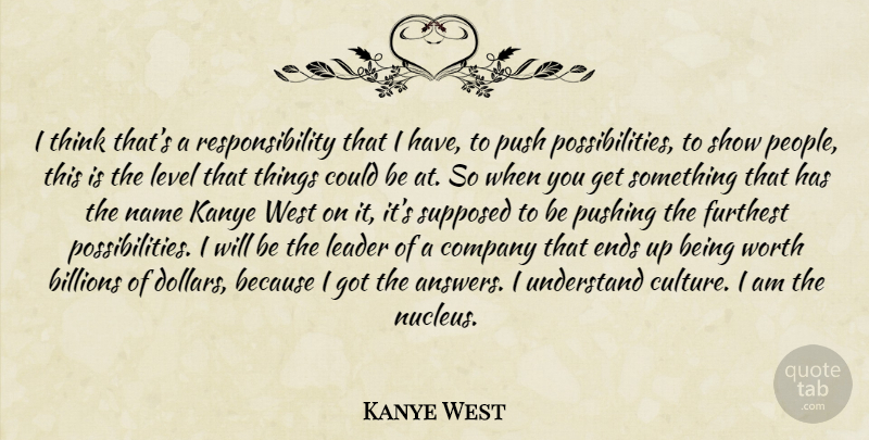 Kanye West Quote About Responsibility, Thinking, Names: I Think Thats A Responsibility...