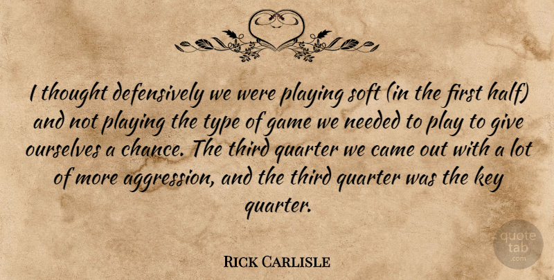Rick Carlisle Quote About Came, Game, Key, Needed, Ourselves: I Thought Defensively We Were...