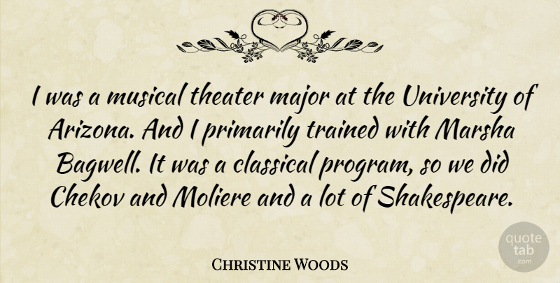 Christine Woods Quote About Classical, Major, Musical, Primarily, Trained: I Was A Musical Theater...