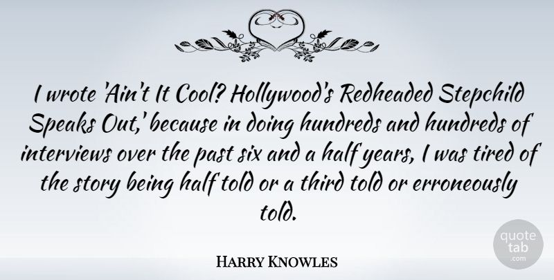 Harry Knowles Quote About Cool, Half, Interviews, Past, Six: I Wrote Aint It Cool...