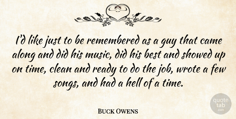 Buck Owens Quote About Along, Best, Came, Clean, Few: Id Like Just To Be...