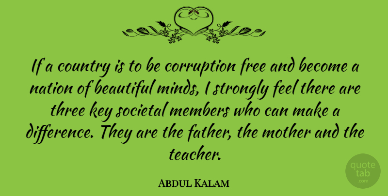Abdul Kalam Quote About Family, Beautiful, Mother: If A Country Is To...