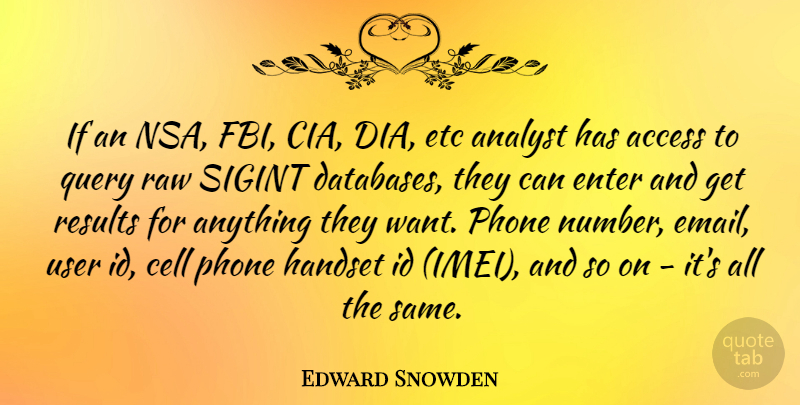 Edward Snowden Quote About Phones, Cells, Nsa: If An Nsa Fbi Cia...