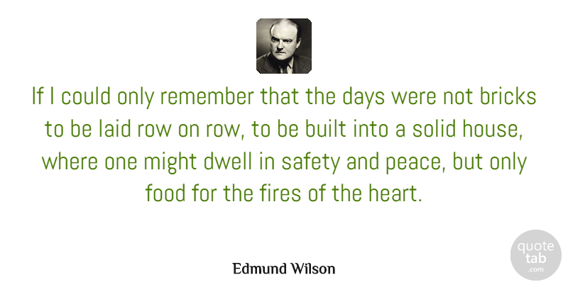 Edmund Wilson Quote About Life, Heart, Fire: If I Could Only Remember...
