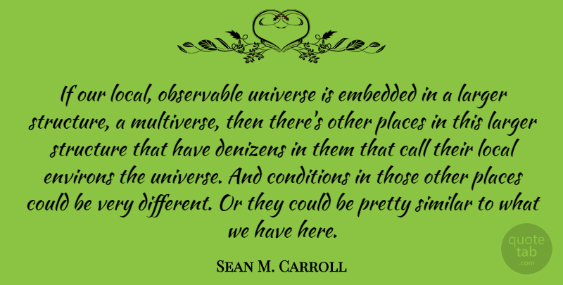 Sean M. Carroll Quote About Call, Conditions, Embedded, Larger, Local: If Our Local Observable Universe...