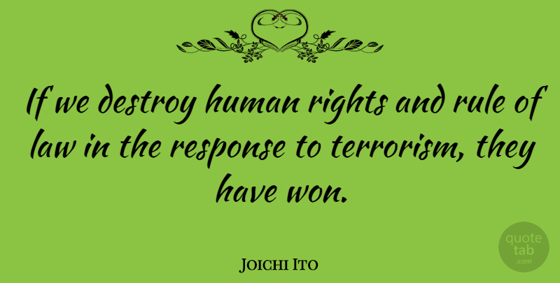 Joichi Ito Quote About Destroy, Human, Response, Rule: If We Destroy Human Rights...