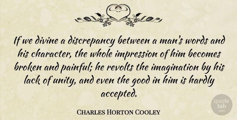 Charles Horton Cooley Quote About Character, Hypocrite, Men: If We Divine A Discrepancy...