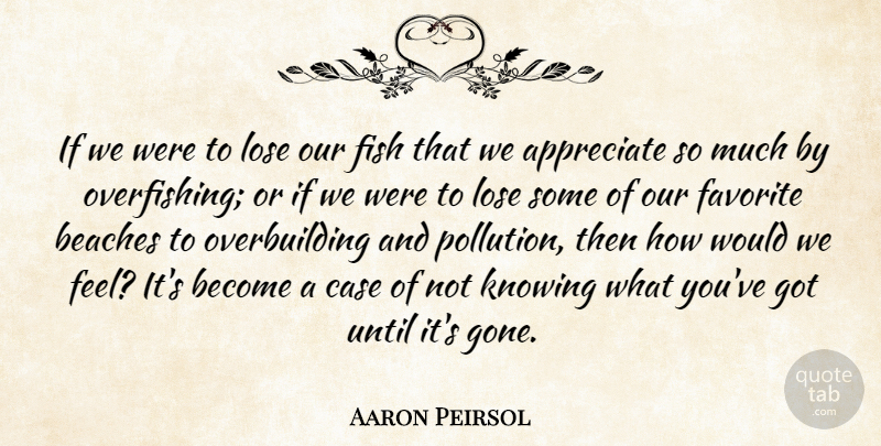 Aaron Peirsol Quote About Beach, Knowing, Appreciate: If We Were To Lose...