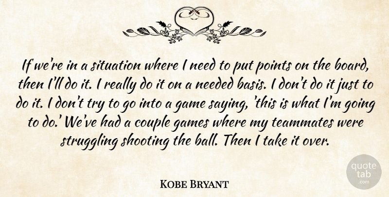 Kobe Bryant Quote About Couple, Game, Games, Needed, Points: If Were In A Situation...