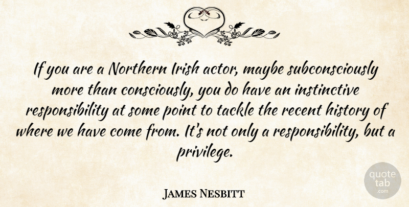 James Nesbitt Quote About History, Maybe, Northern, Recent, Responsibility: If You Are A Northern...