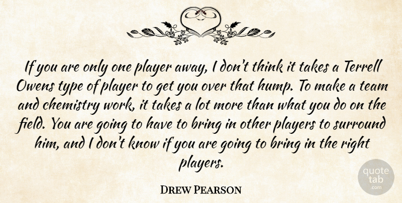Drew Pearson Quote About Bring, Chemistry, Player, Players, Surround: If You Are Only One...