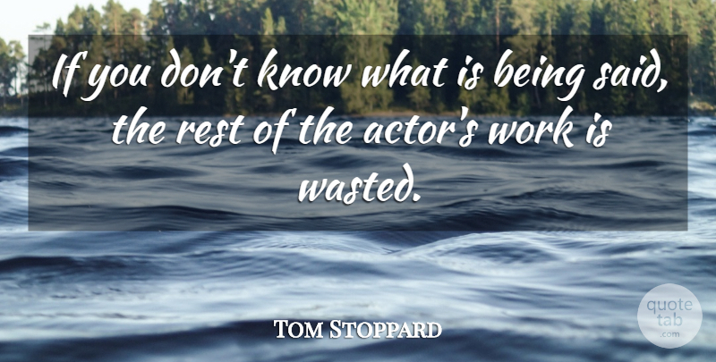 Tom Stoppard Quote About Work: If You Dont Know What...