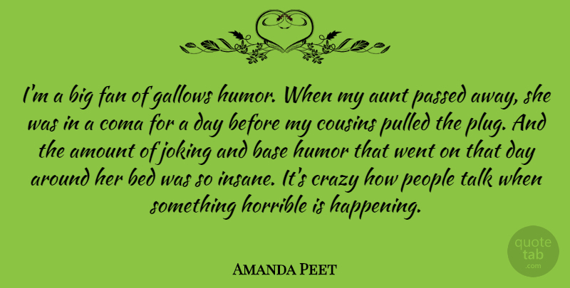 Amanda Peet Quote About Amount, Aunt, Base, Bed, Fan: Im A Big Fan Of...