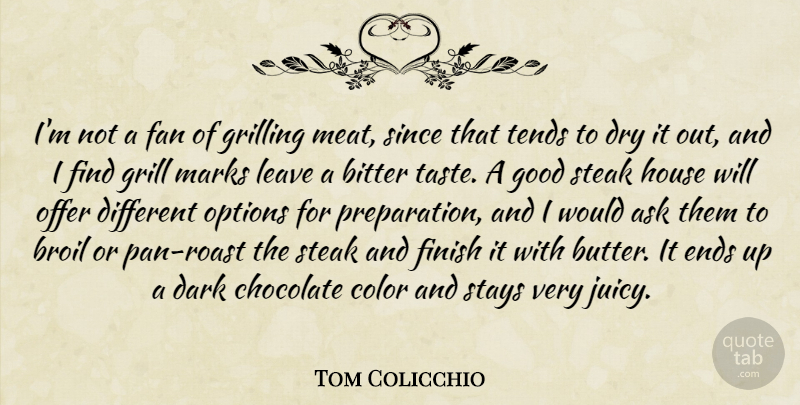 Tom Colicchio Quote About Ask, Bitter, Chocolate, Dry, Fan: Im Not A Fan Of...