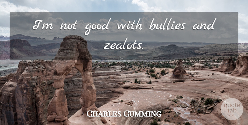 Charles Cumming Quote About Bully, Zealot: Im Not Good With Bullies...