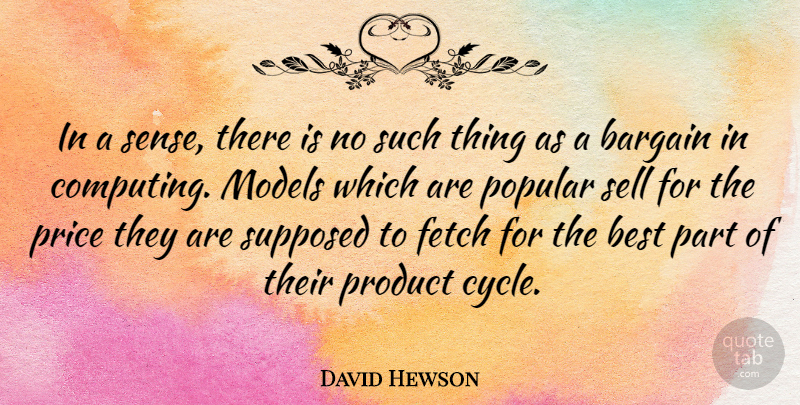 David Hewson Quote About Bargain, Best, Fetch, Models, Popular: In A Sense There Is...