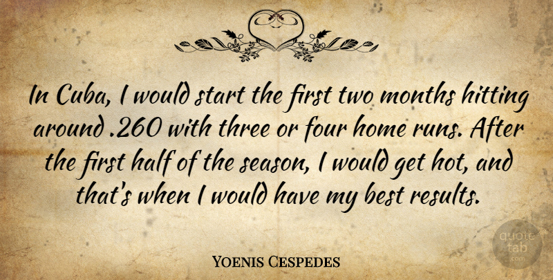 Yoenis Cespedes Quote About Best, Four, Half, Hitting, Home: In Cuba I Would Start...