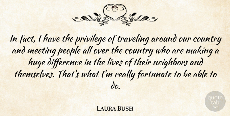 Laura Bush Quote About American Firstlady, Country, Fortunate, Huge, Lives: In Fact I Have The...