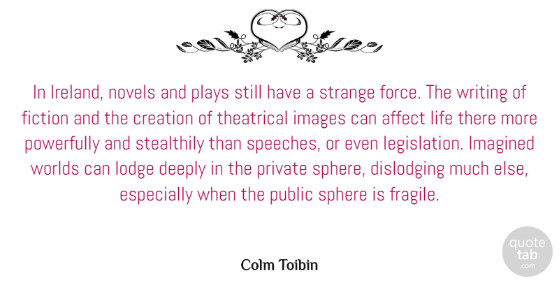 Colm Toibin Quote About Affect, Deeply, Fiction, Images, Imagined: In Ireland Novels And Plays...