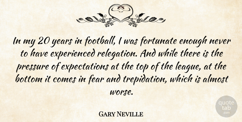 Gary Neville Quote About Football, Years, Expectations: In My 20 Years In...