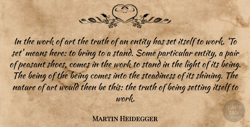 Martin Heidegger Quote About Art, Mean, Shoes: In The Work Of Art...