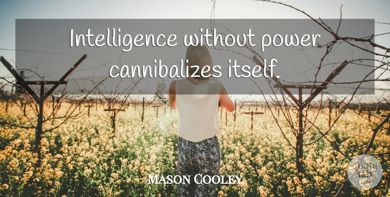 Mason Cooley Quote About Power, Intelligence: Intelligence Without Power Cannibalizes Itself...