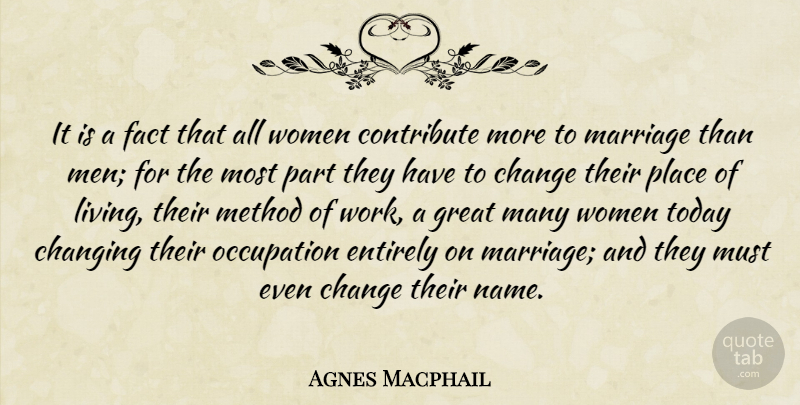 Agnes Macphail Quote About Canadian Politician, Change, Changing, Contribute, Entirely: It Is A Fact That...