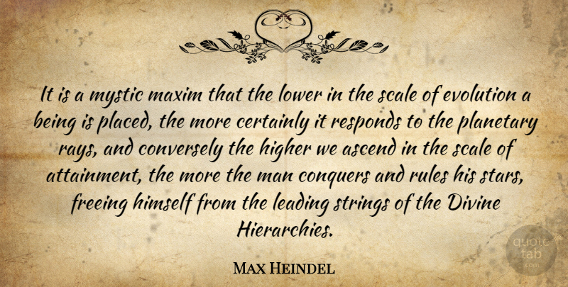Max Heindel Quote About Ascend, Certainly, Conquers, Divine, Freeing: It Is A Mystic Maxim...