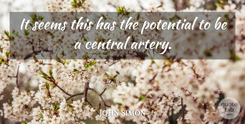 John Simon Quote About Central, Potential, Seems: It Seems This Has The...