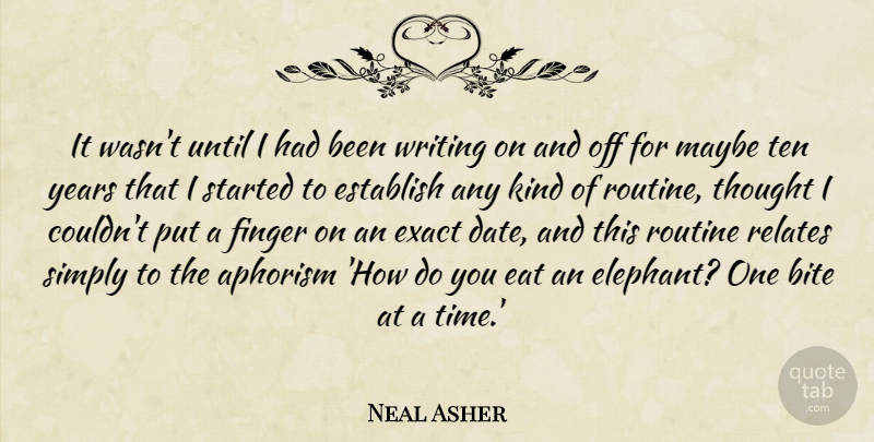Neal Asher Quote About Aphorism, Bite, Establish, Exact, Finger: It Wasnt Until I Had...