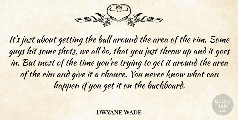 Dwyane Wade Quote About Area, Ball, Goes, Guys, Happen: Its Just About Getting The...