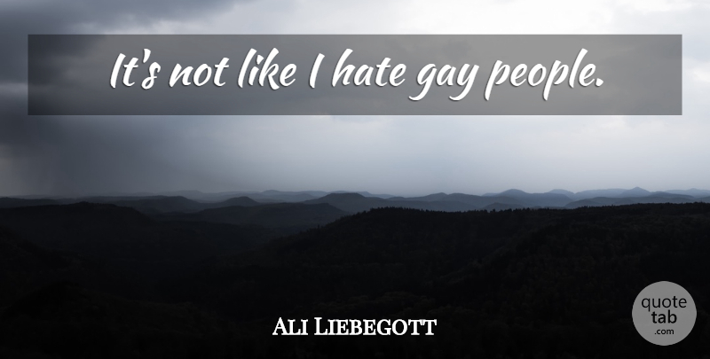 Ali Liebegott Quote About Hate, Gay, People: Its Not Like I Hate...