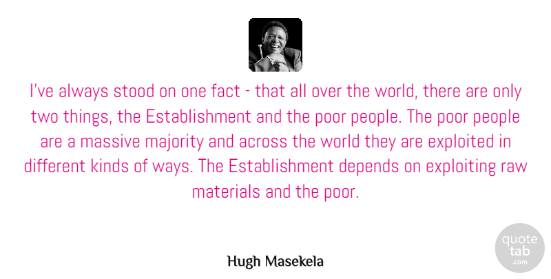 Hugh Masekela Quote About Two, People, Different: Ive Always Stood On One...