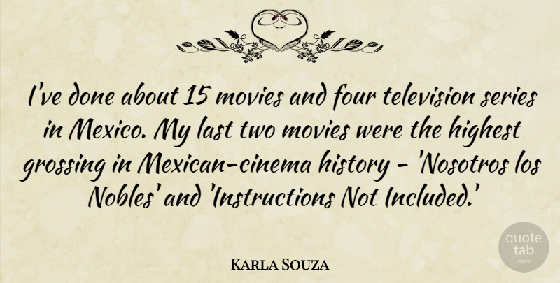 Karla Souza Quote About Four, Highest, History, Last, Los: Ive Done About 15 Movies...