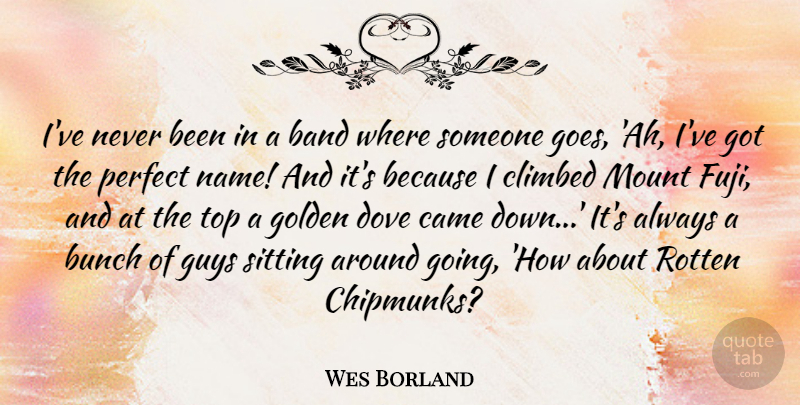 Wes Borland Quote About Names, Perfect, Guy: Ive Never Been In A...