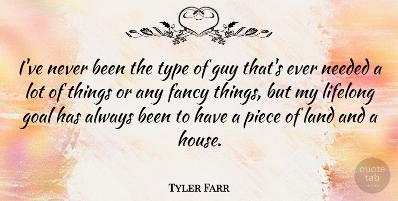 Tyler Farr Quote About Fancy, Guy, Lifelong, Needed, Piece: Ive Never Been The Type...