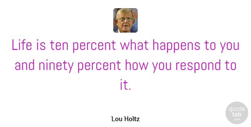 Lou Holtz Quote About Adversity, American Coach, Life, Ninety, Percent: Life Is Ten Percent What...