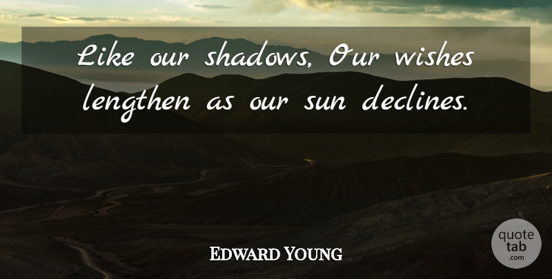 Edward Young Quote About Shadow, Wish, Age And Youth: Like Our Shadows Our Wishes...