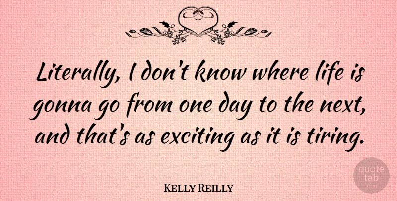 Kelly Reilly Quote About One Day, Next, Life Is: Literally I Dont Know Where...