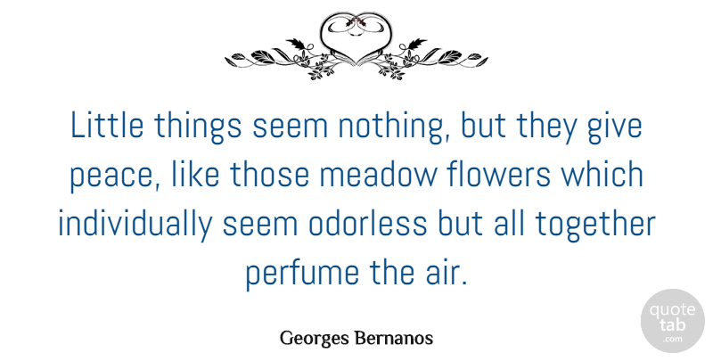 Georges Bernanos Quote About Teamwork, Peace, Flower: Little Things Seem Nothing But...