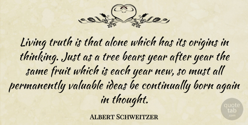 Albert Schweitzer Quote About Thinking, Years, Ideas: Living Truth Is That Alone...