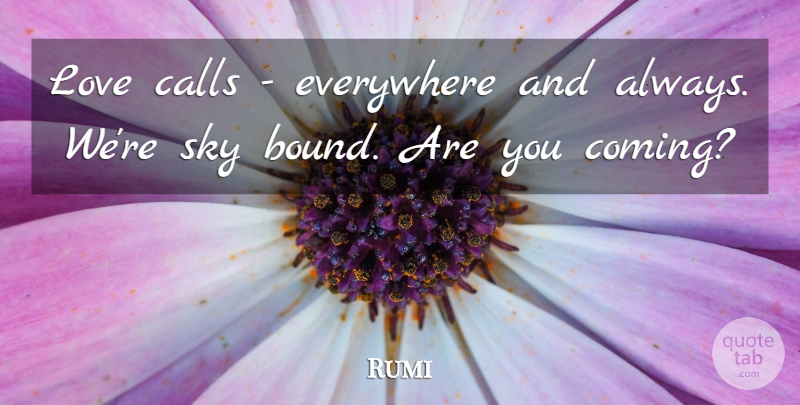 Rumi Quote About Spiritual, Sky, Bounds: Love Calls Everywhere And Always...