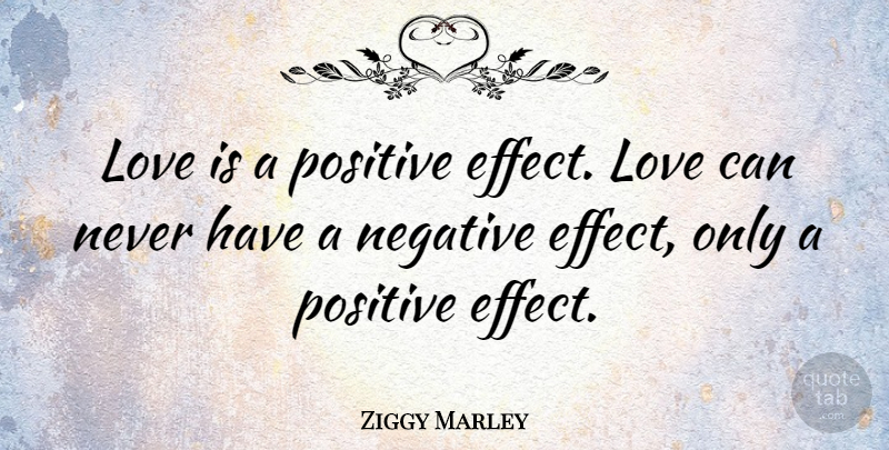 Ziggy Marley Quote About Love Is, Negative, Effects: Love Is A Positive Effect...