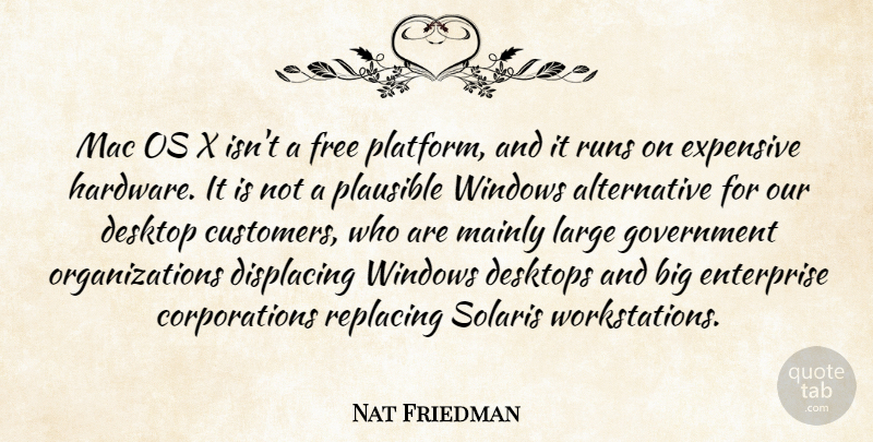 Nat Friedman Quote About Desktop, Enterprise, Expensive, Free, Government: Mac Os X Isnt A...
